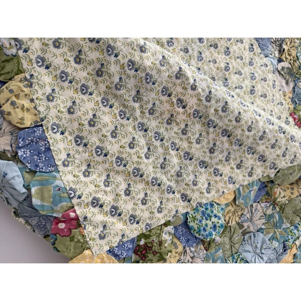 LL Bean Pinwheel Yoyo Quilt Comforter Full Queen w/ Matching 19